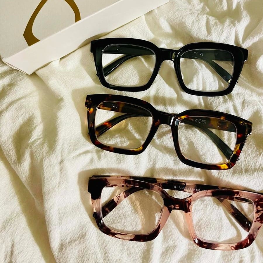 🔥Spesialtilbud – ✨👓Skilpaddeskall-lesebriller – Store, firkantede briller med blålysfilter