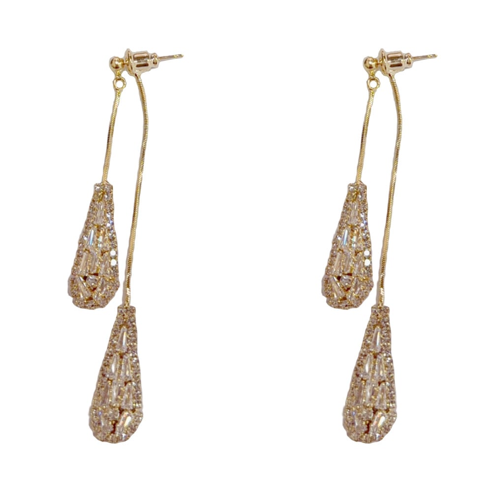 💎Elegante zirkon-øreringer med toveis dråpeformet dusk for kvinner