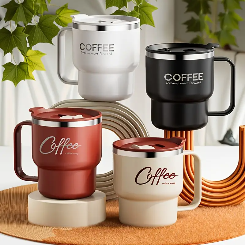 304 rustfritt stål, dobbeltvegget krus / ergonomisk krus i japansk stil til kaffe og te
