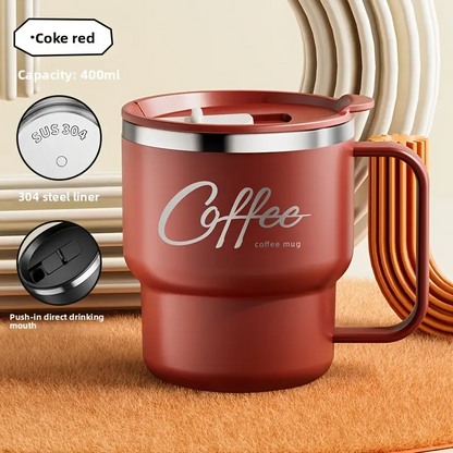 304 rustfritt stål, dobbeltvegget krus / ergonomisk krus i japansk stil til kaffe og te