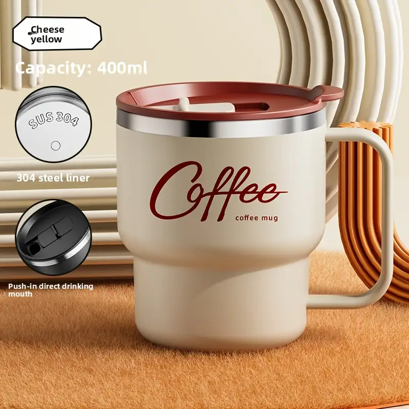 304 rustfritt stål, dobbeltvegget krus / ergonomisk krus i japansk stil til kaffe og te