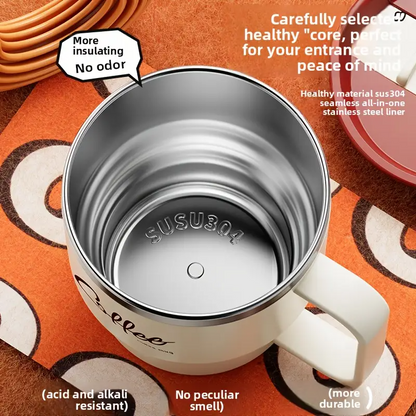 304 rustfritt stål, dobbeltvegget krus / ergonomisk krus i japansk stil til kaffe og te