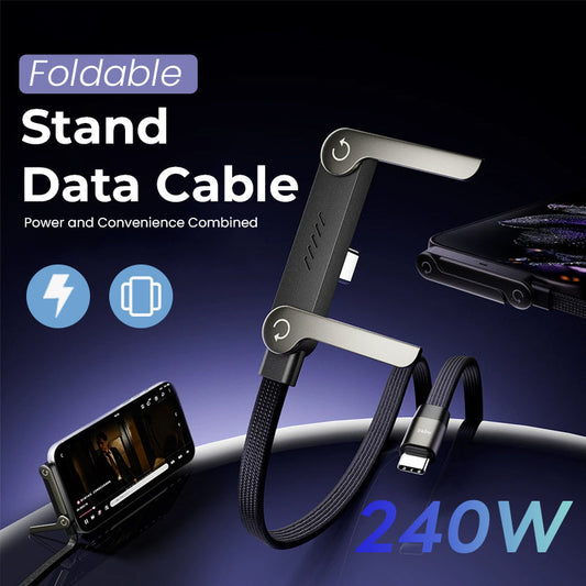 ⚡240 W hurtigladekabel med integrert usynlig stativ — innebygd telefonholder