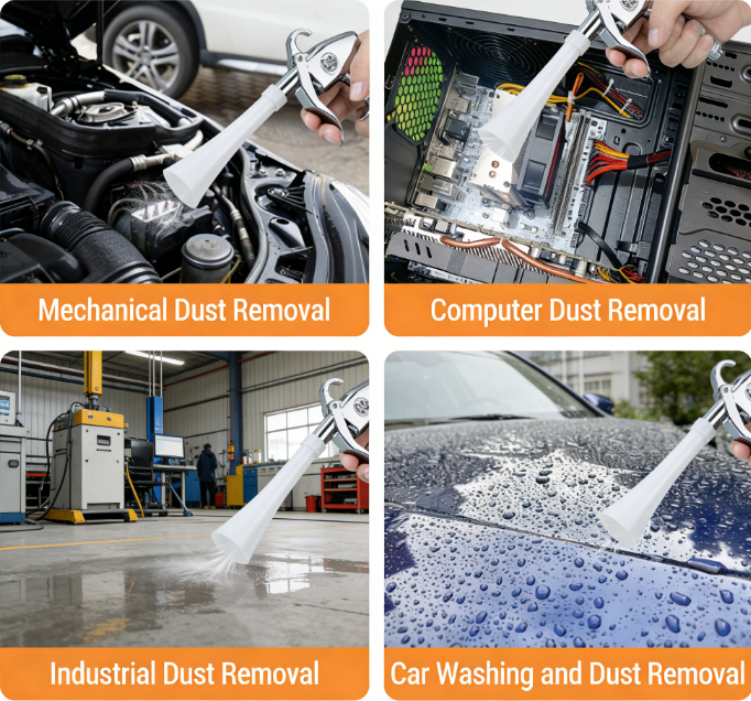 Tornado rengjøringspistol - 2-i-1 luftblåsepistol med børste