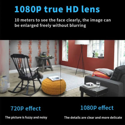 📸  1080P trådløst minikamera på størrelse med en mynt, kan monteres hvor som helst, fjernovervåking i sanntid via smarttelefon.