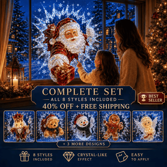🔥HETEREA 49 % RABATT✨🎄Juleklistremerke med krystallmotiv som simulerer innbrudd i vinduet — 3D-vindusdekorasjon med knust glass