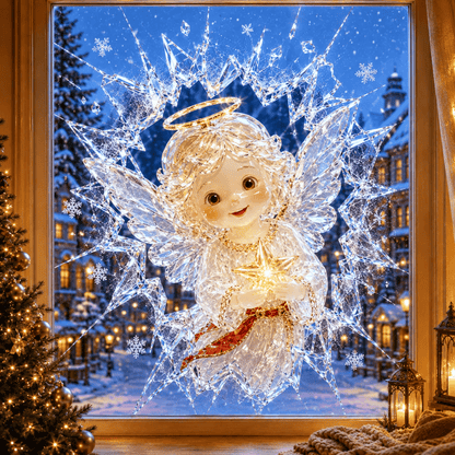 🔥HETEREA 49 % RABATT✨🎄Juleklistremerke med krystallmotiv som simulerer innbrudd i vinduet — 3D-vindusdekorasjon med knust glass
