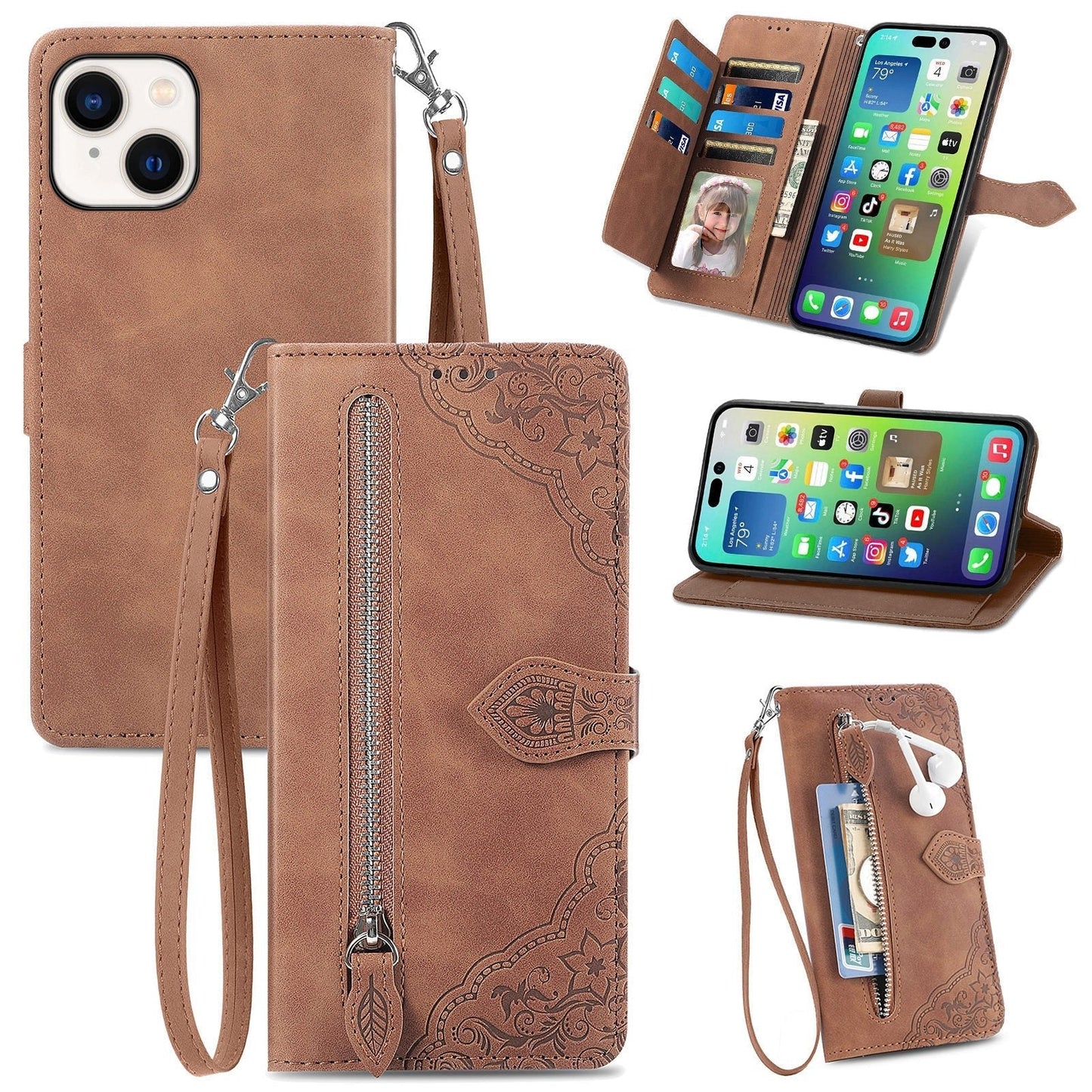 Allsidig Elegance Wallet Flip-etui for iPhone