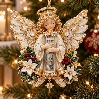 👼💵 3D-julepynt formet som en engel, med åpning til kontanter ✨