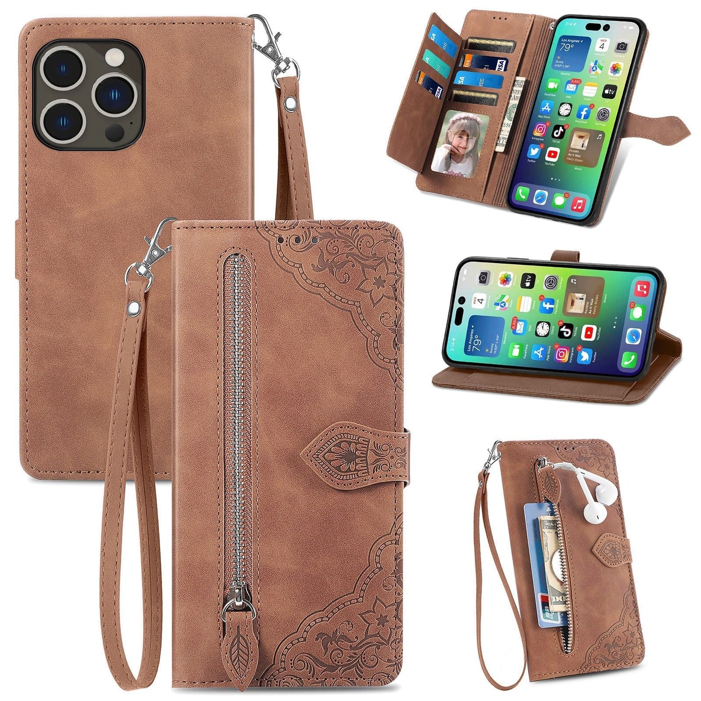 Allsidig Elegance Wallet Flip-etui for iPhone