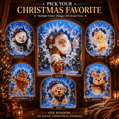 🔥HETEREA 49 % RABATT✨🎄Juleklistremerke med krystallmotiv som simulerer innbrudd i vinduet — 3D-vindusdekorasjon med knust glass