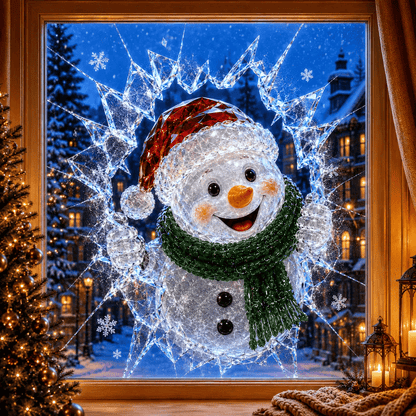 🔥HETEREA 49 % RABATT✨🎄Juleklistremerke med krystallmotiv som simulerer innbrudd i vinduet — 3D-vindusdekorasjon med knust glass