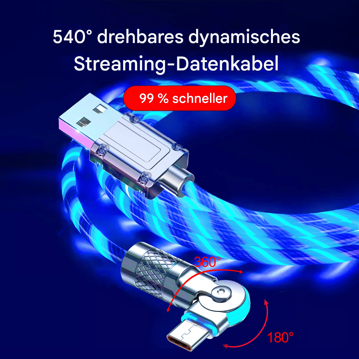 ⚡540° roterbar streamer-datakabel