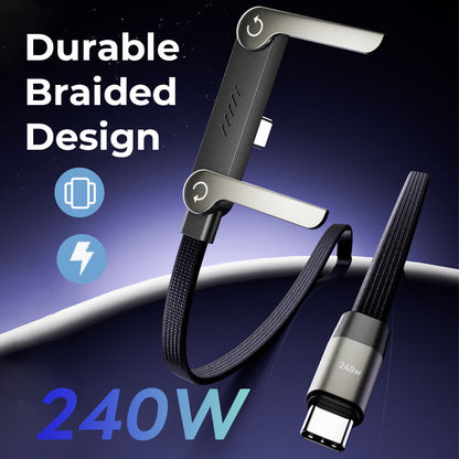 ⚡240 W hurtigladekabel med integrert usynlig stativ — innebygd telefonholder