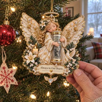 👼💵 3D-julepynt formet som en engel, med åpning til kontanter ✨
