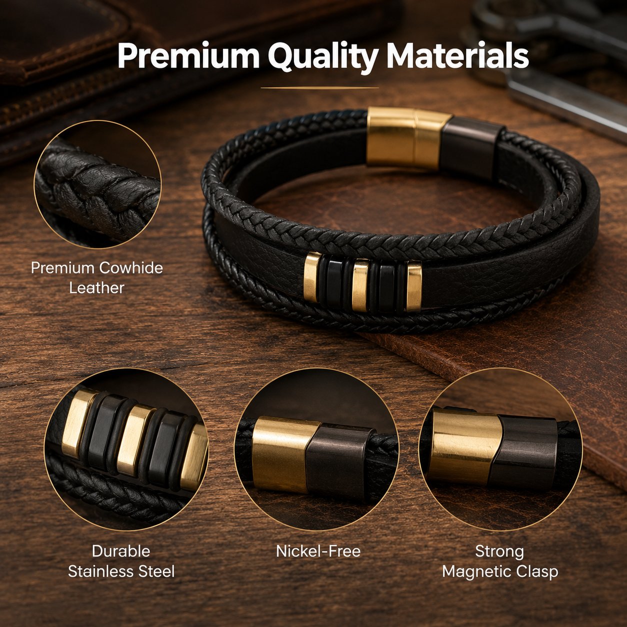 🖤Til sønnen min — Sett med flettede armbånd «Gå aldri alene»