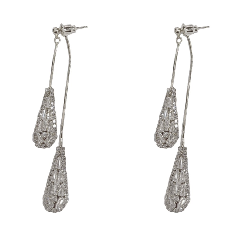 💎Elegante zirkon-øreringer med toveis dråpeformet dusk for kvinner