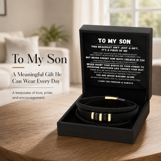 🖤Til sønnen min — Sett med flettede armbånd «Gå aldri alene»