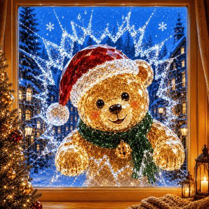 🔥HETEREA 49 % RABATT✨🎄Juleklistremerke med krystallmotiv som simulerer innbrudd i vinduet — 3D-vindusdekorasjon med knust glass