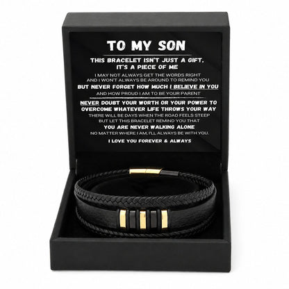 🖤Til sønnen min — Sett med flettede armbånd «Gå aldri alene»