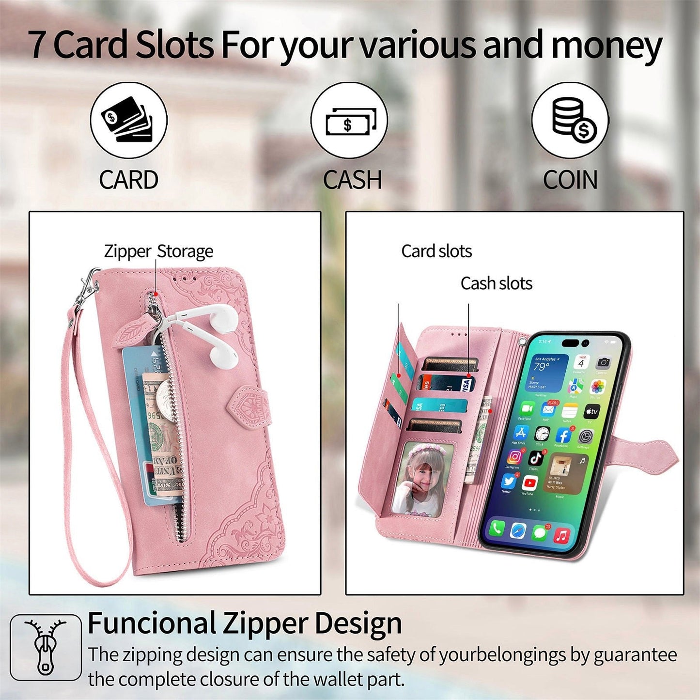 Allsidig Elegance Wallet Flip-etui for iPhone