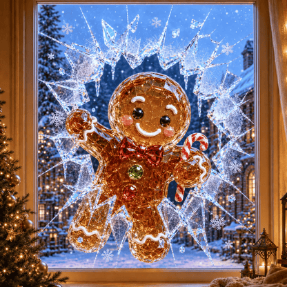 🔥HETEREA 49 % RABATT✨🎄Juleklistremerke med krystallmotiv som simulerer innbrudd i vinduet — 3D-vindusdekorasjon med knust glass