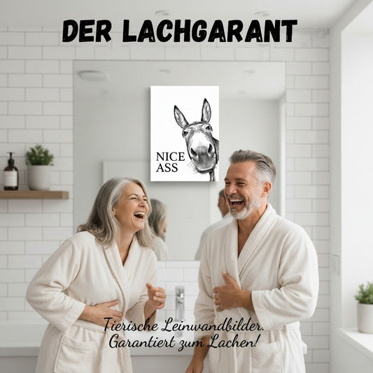 🧻Morsom veggdekorasjon til badet – bilde av en esel med påskriften «Nice Ass» (fin rumpe)