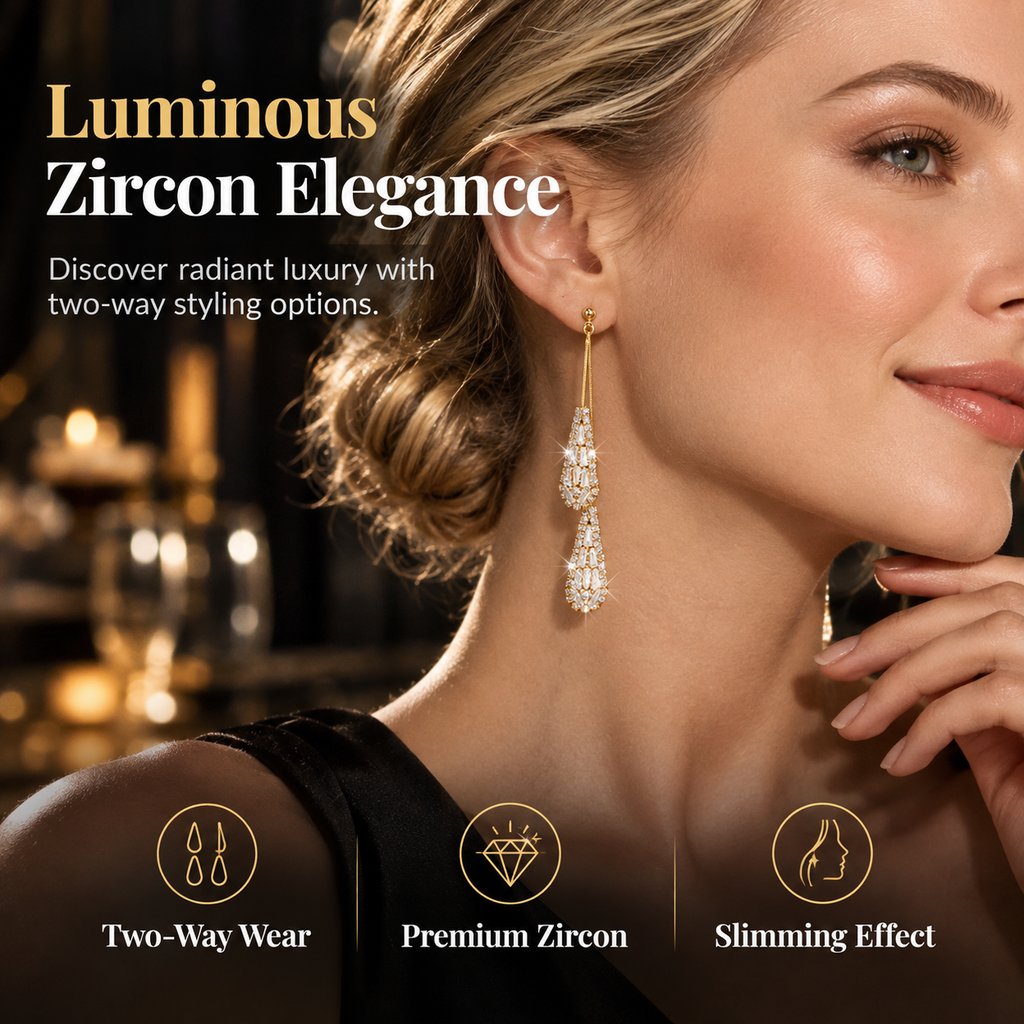 💎Elegante zirkon-øreringer med toveis dråpeformet dusk for kvinner
