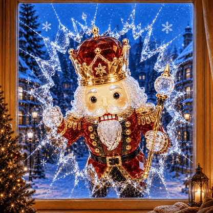 🔥HETEREA 49 % RABATT✨🎄Juleklistremerke med krystallmotiv som simulerer innbrudd i vinduet — 3D-vindusdekorasjon med knust glass