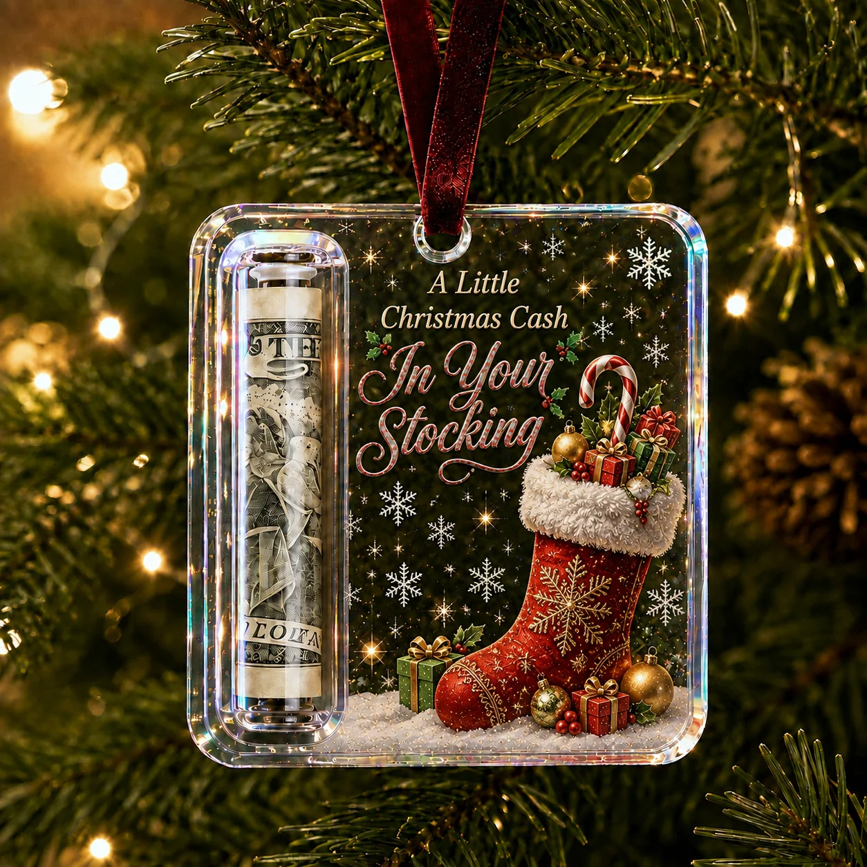 💵🎄 Julepynt – gjør kontanter til en juleoverraskelse (2 stk.)