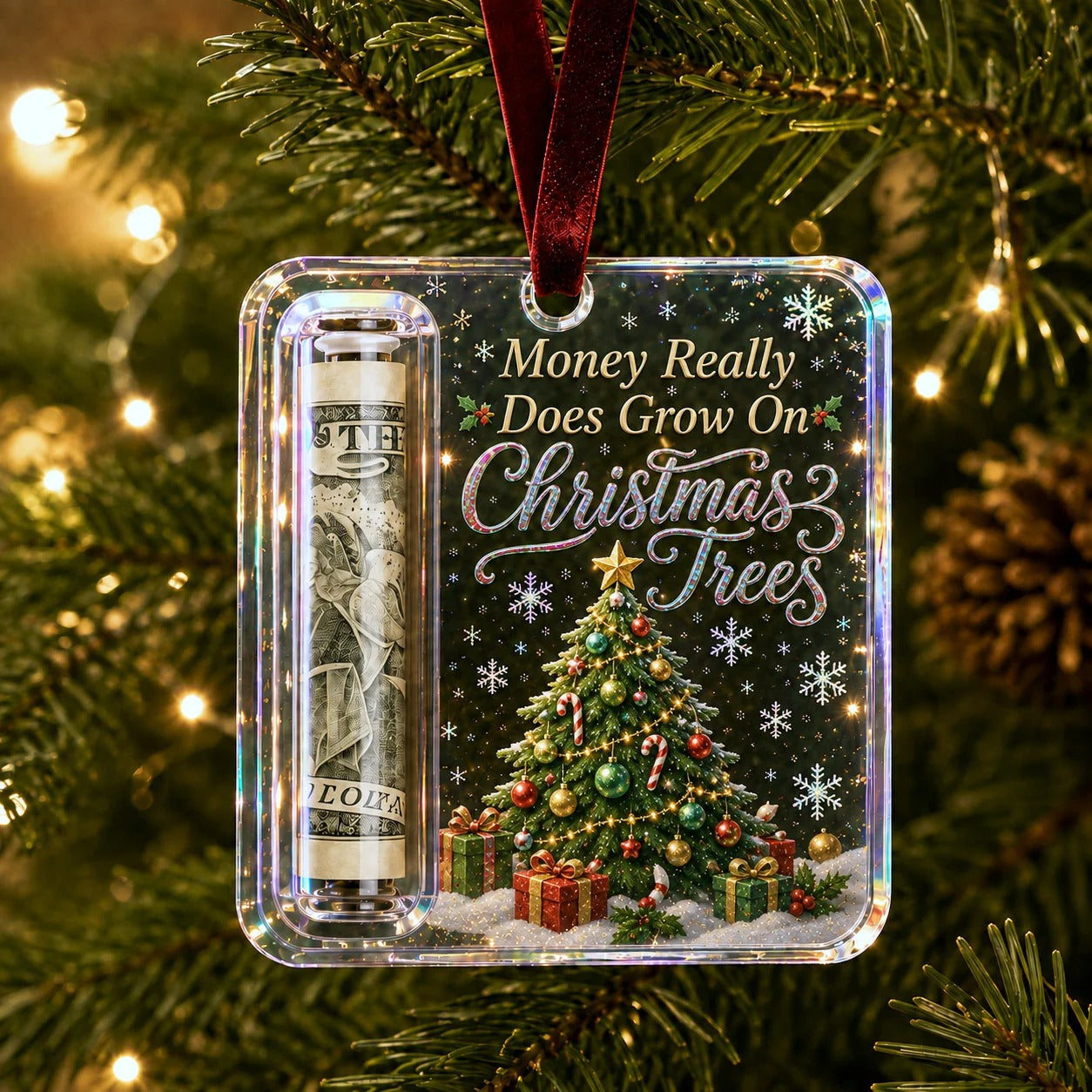 💵🎄 Julepynt – gjør kontanter til en juleoverraskelse (2 stk.)