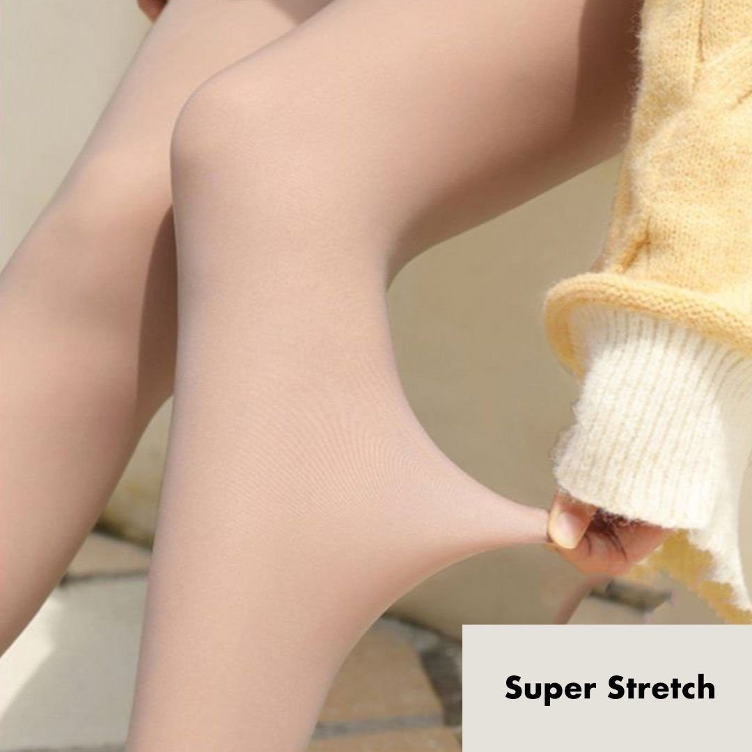 Flawless Legs Fake Translucent Warm Plush Lined Elastic Strømpebukser💞