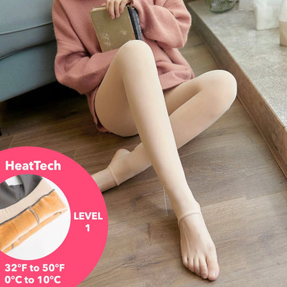 Flawless Legs Fake Translucent Warm Plush Lined Elastic Strømpebukser💞