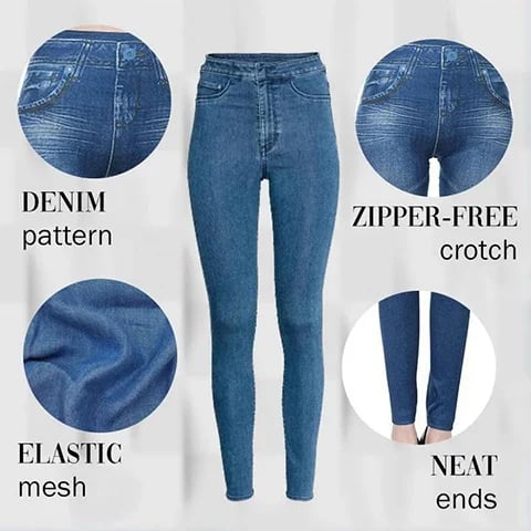 Push-up denimleggings med push-up, tynn passform, elastisk og perfekt, stor størrelse💕